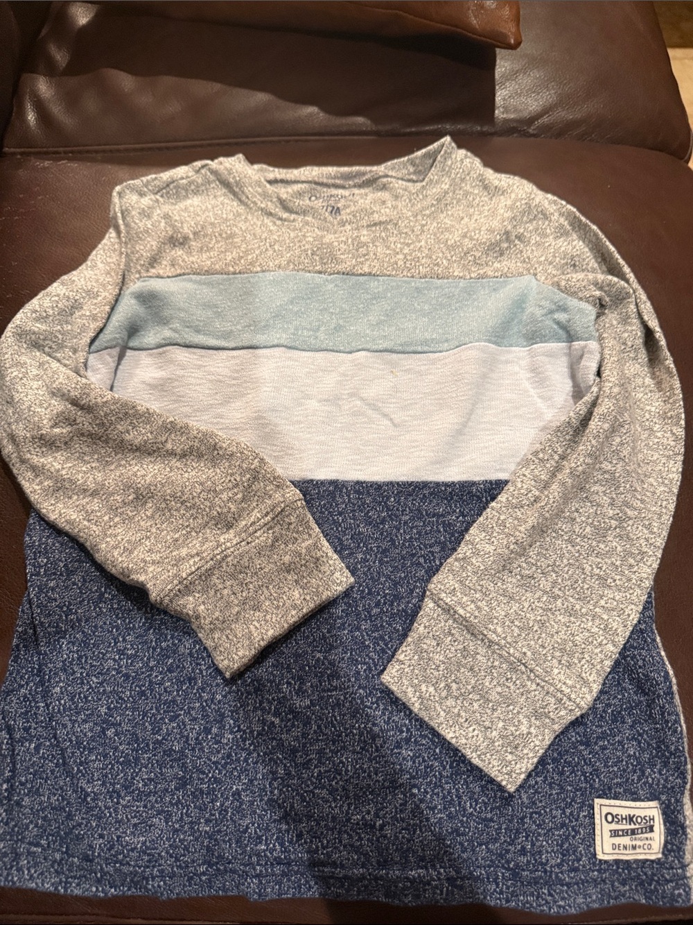 OshKosh B'gosh Gray and Blue Colorblock Long Sleeve Sweater